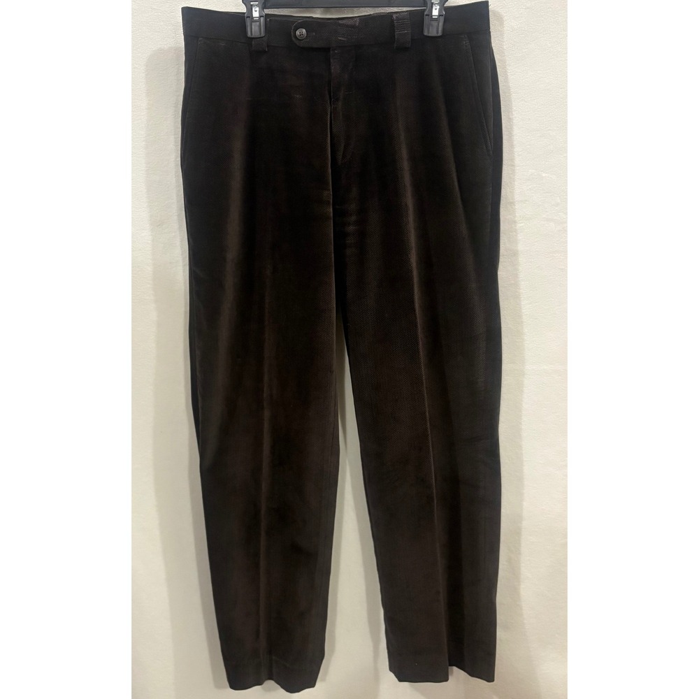 Linea Naturale Mens Brown Herringbone Corduroy Pants Cotton Trousers 33x29.5